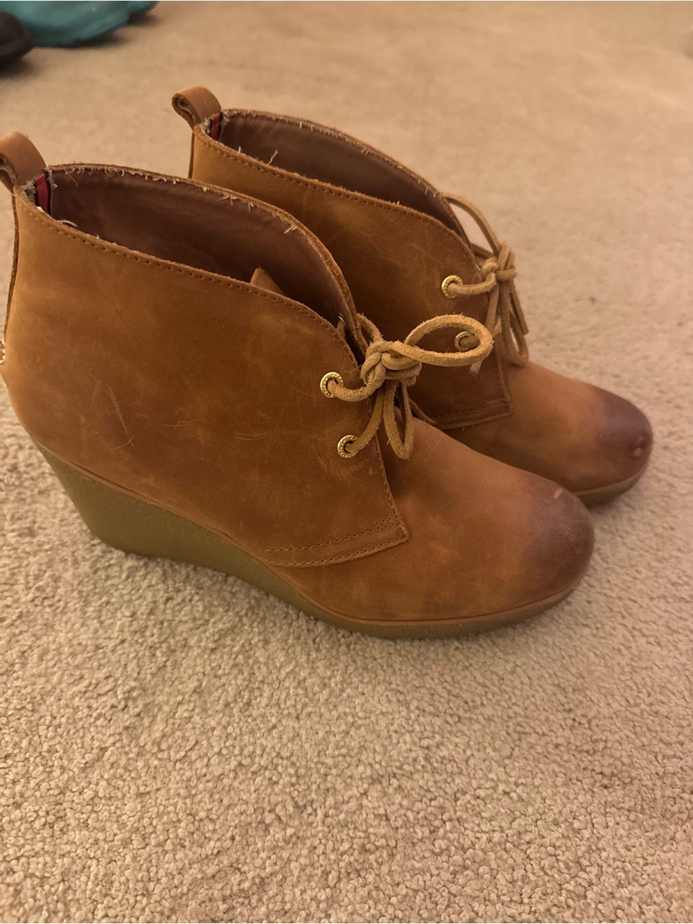 Sperry Chestnut Tan Wedge Lace-Up Ankle Booties